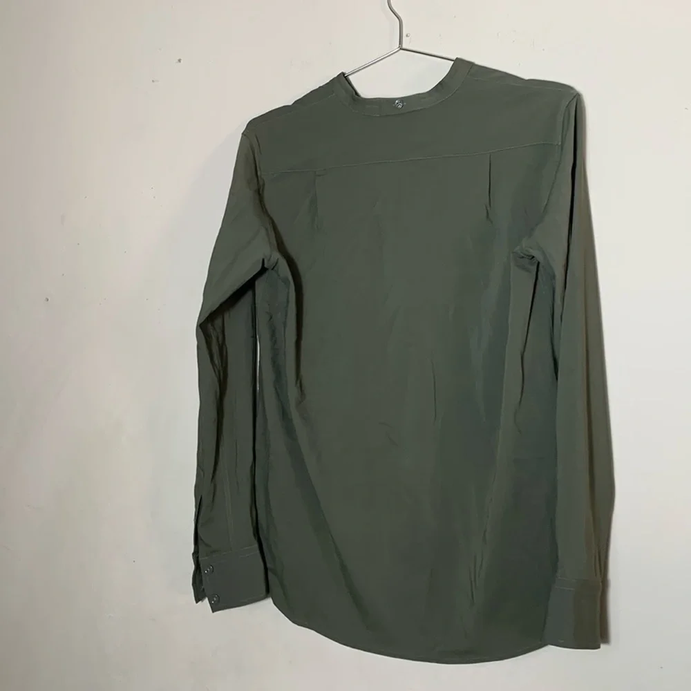 Helmut Lang Blouse Button Down Organza Green Luxe Minimal  Size Small